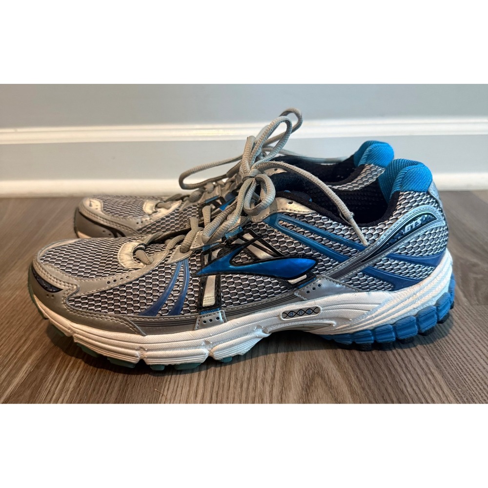 Brooks Adrenaline GTS 12 Mens Running Shoes Silver Blue Black Size 11